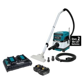 Makita XCV04PT 18V X2 LXT® Lithium-Ion (36V) Cordless/Corded 2.1 Gallon HEPA Filter Dry Dust Extractor/Vacuum Kit, dual port charger (5.0Ah)