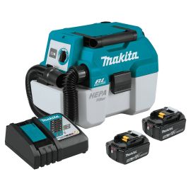 Makita XCV11T 18V LXT® Lithium-Ion Brushless Cordless 2 Gallon HEPA Filter Portable Wet/Dry Dust Extractor/Vacuum Kit (5.0Ah)