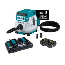 Makita XCV21PTX 36V (18V X2) LXT® Brushless 2.1 Gallon Dry Dust Extractor Kit, dual port charger (5.0Ah)