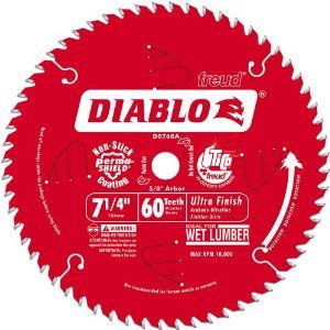 Freud D0760X 7-1/4 Inch x 60 Teeht 5/8 Inch Arbor Diablo Ultra Finish