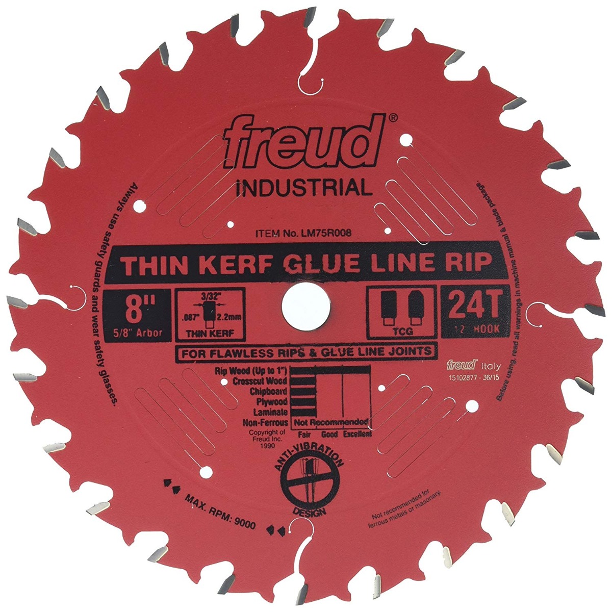 Freud LM75R008 8x24x5/8 Thin Kerf Glue Line Rip