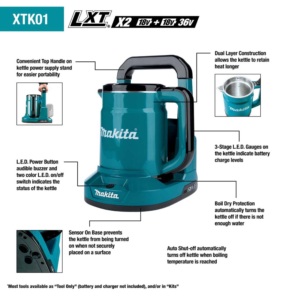 Makita XTK01Z 36V (18V X2) LXT® Hot Water Kettle (Tool Only)