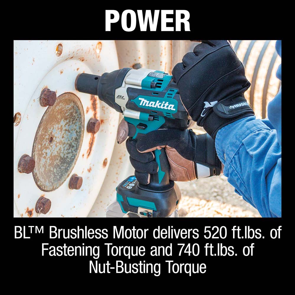 Makita XWT18XVZ 18V LXT(R) Lithium-Ion Brushless Cordless 4-Speed Mid-Torque 2" Sq. Drive Utility Impact Wrench w Detent Anvil, Tool Only - 5