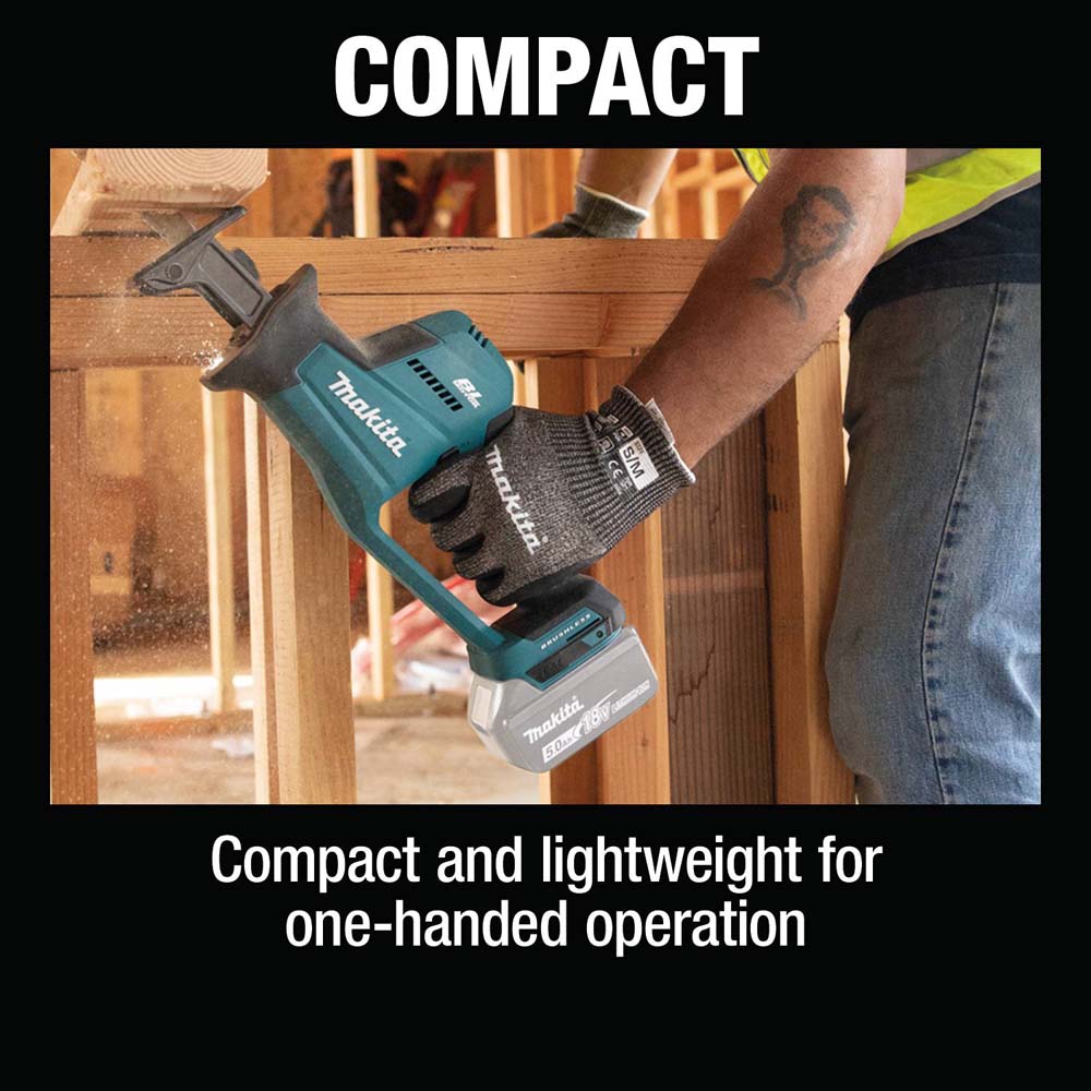 Makita XRJ08Z 18V LXT Lithium-Ion Brushless Cordless Compact One-Handed  Recipro Saw (Tool Only)